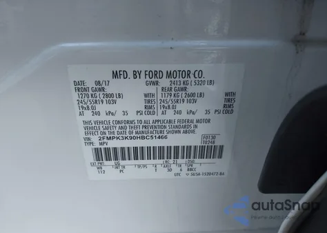 2017 Ford Edge Titanium из США, поврежденный, VIN 2FMPK3K90HBC51466